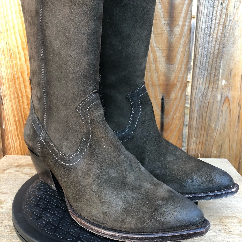 Frye Thigh High Suede Sacha OTK Equestrian Style Women's Boots Size 10 Side Zip - Picture 6 of 11